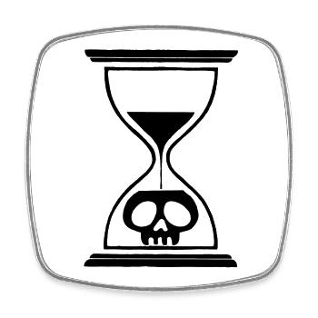 Tête de mort sablier noir - Magnet carré - blanc - Devant