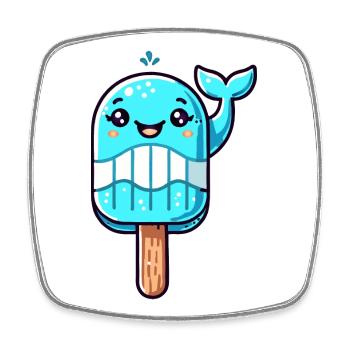 Une glace en forme de baleine souriante - Magnet carré - blanc - Devant