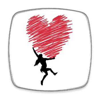 Red heart scribble in vintage look - Square fridge magnet - white - Front