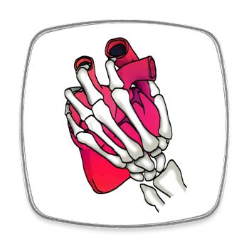 Heart in skeleton hand - Square fridge magnet - white - Front