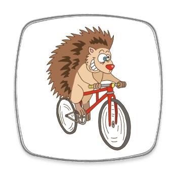 Igel auf dem Fahrrad - Viereckiger Kühlschrankmagnet - Weiß - Vorne