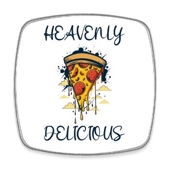 Heavenly Delicious Pizza Slice - Square fridge magnet - white - Front