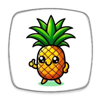 Pineapple - Square fridge magnet - white - Front