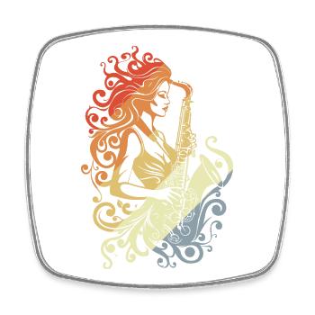 Vintage Saxophone Player - Square fridge magnet - white - Front