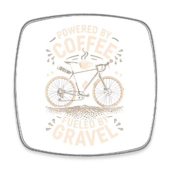 Coffee Powered Bike Graphic - Square fridge magnet - white - Front