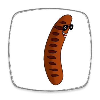Bratwurst with sunglasses - Square fridge magnet - white - Front