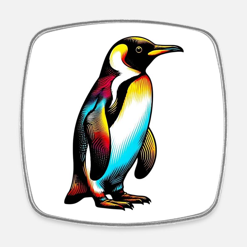 Pinguin - Viereckiger Kühlschrankmagnet - Weiß