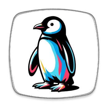 Pingouin - Magnet carré - blanc - Devant
