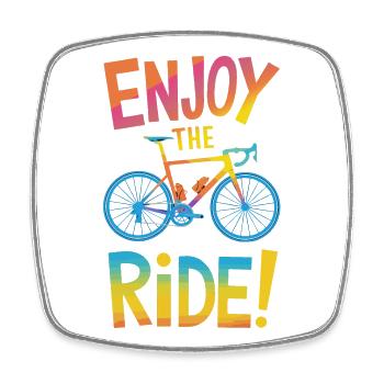 Enjoy the Ride Bicycle Design - Square fridge magnet - white - Front
