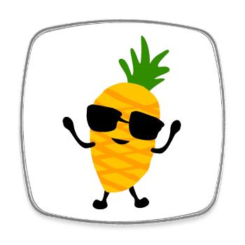 Pineapple with glasses - Viereckiger Kühlschrankmagnet - Weiß - Vorne