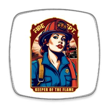 Femme Pompier - Magnet carré - blanc - Devant