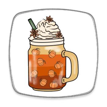 Pumpkin Autumn Drink Coffee Cream Latte Cinnamon - Square fridge magnet - white - Front