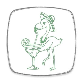 Flamingo trinkt Margarita Cinco de Mayo - Viereckiger Kühlschrankmagnet - Weiß - Vorne