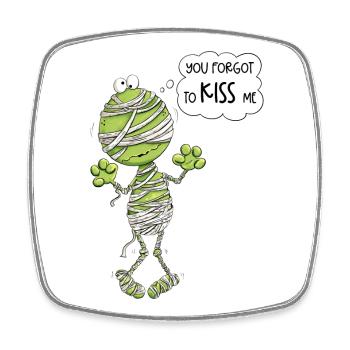 Frog Mummy Halloween You Forgot To Kiss Me - Square fridge magnet - white - Front