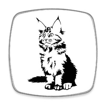 Maine Coon Cat - Square fridge magnet - white - Front