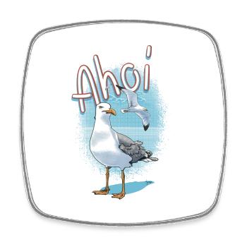 Ahoy Seagull Illustration - Square fridge magnet - white - Front