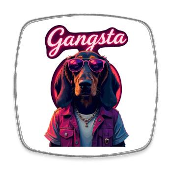 Basset Hound Gangster Chien Lunettes de soleil Cadeau - Magnet carré - blanc - Devant
