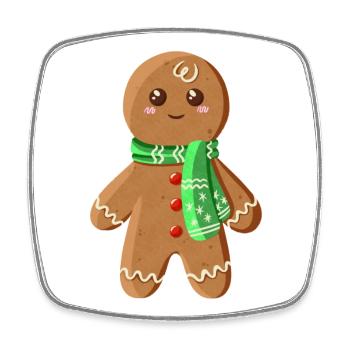 Mignon bonhomme en pain d’épice - Magnet carré - blanc - Devant