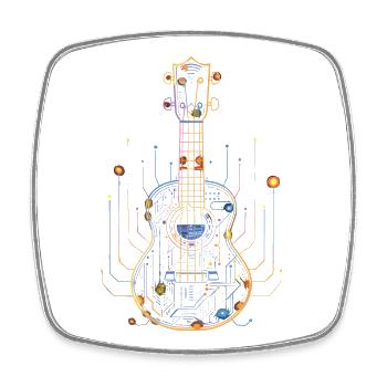 Ukulele Zeichnung - Viereckiger Kühlschrankmagnet - Weiß - Vorne