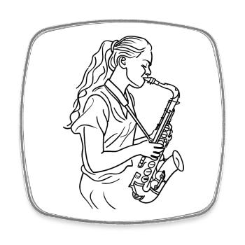 Saxophonistin - Viereckiger Kühlschrankmagnet - Weiß - Vorne