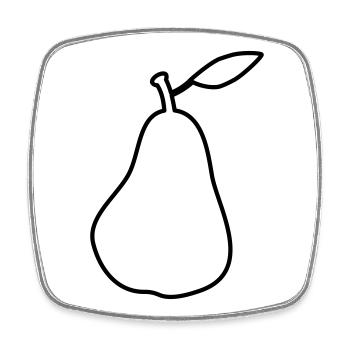 Silhouette Birne Pear Outline - Viereckiger Kühlschrankmagnet - Weiß - Vorne