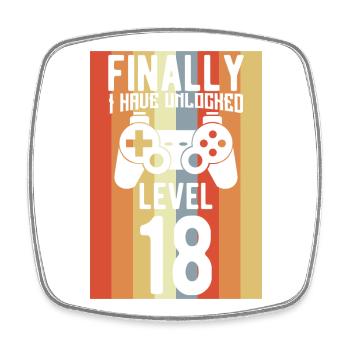 Level 18 Unlocked - Square fridge magnet - white - Front
