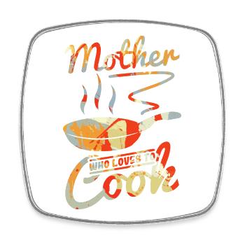 Mom Cook - Square fridge magnet - white - Front