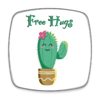 Cute cactus loves hugs - Square fridge magnet - white - Front