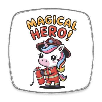 Magical Hero! - Square fridge magnet - white - Front