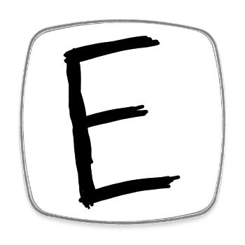 Buchstaben E - Viereckiger Kühlschrankmagnet - Weiß - Vorne
