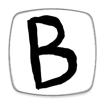 Buchstaben B - Viereckiger Kühlschrankmagnet - Weiß - Vorne