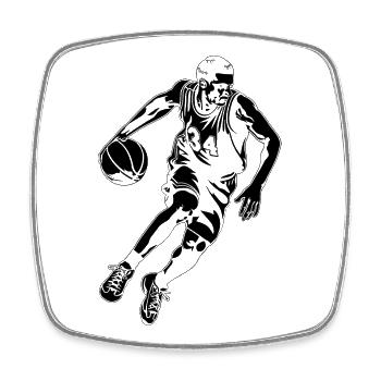 Basketballer Zeichnung - Viereckiger Kühlschrankmagnet - Weiß - Vorne