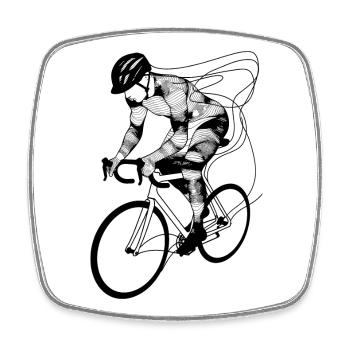 Cyclist - Square fridge magnet - white - Front