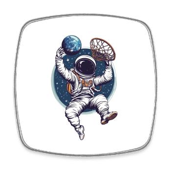 Astronaut Playing Basketball in Space - Fun design - Square fridge magnet - white - Front