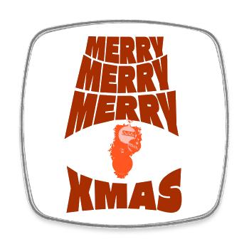 Weihnachtspullover: Merry³ Christmas - Viereckiger Kühlschrankmagnet - Weiß - Vorne