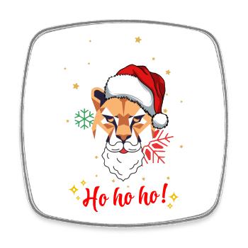 animal ho ho ho - christmas cougar - Square fridge magnet - white - Front