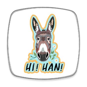 The little donkey brays - Square fridge magnet - white - Front