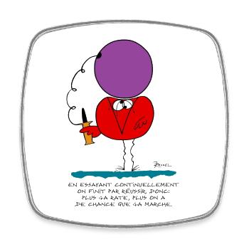 By continually trying... - Square fridge magnet - white - Front