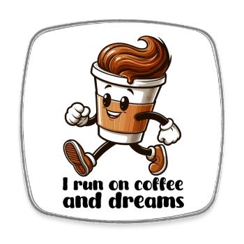 Kaffee Träume Geschenk - Viereckiger Kühlschrankmagnet - Weiß - Vorne
