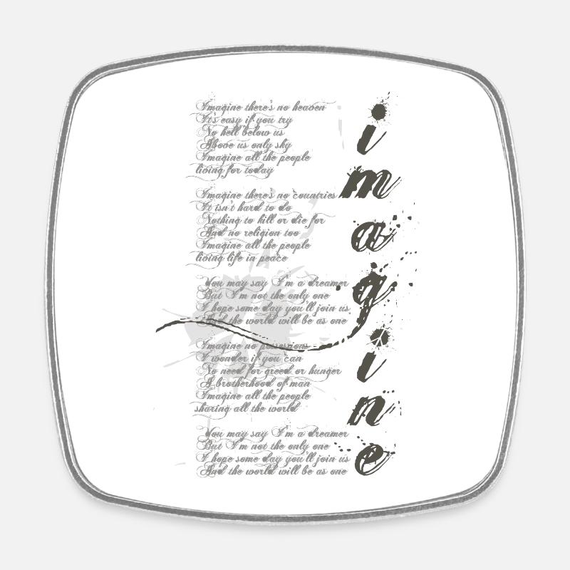 Imagine - Signe de paix graphique et paroles - Magnet carré - blanc