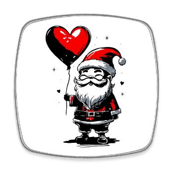 Nikolaus mit Herz Luftballon - Heartful Creatures - Viereckiger Kühlschrankmagnet - Weiß - Vorne
