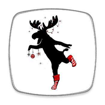 Moose with Antlers Funny Xmas Tree Replacement - Square fridge magnet - white - Front