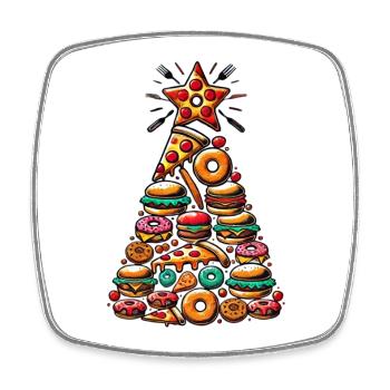 Arbre de Noël des fast-foods - Magnet carré - blanc - Devant