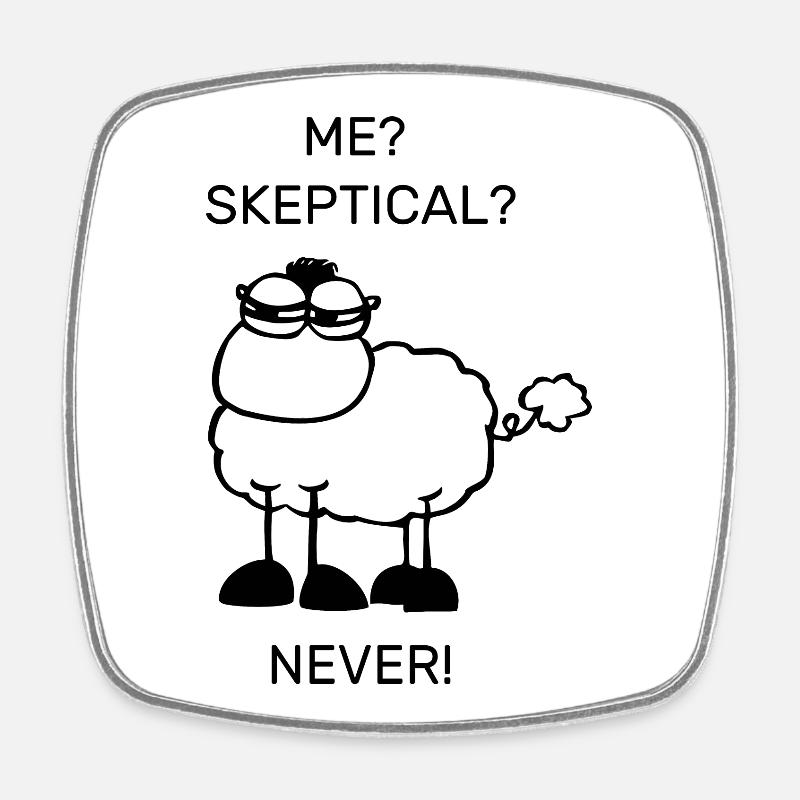 Skeptical sheep - Square fridge magnet - white