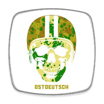 EAST GERMAN CAMO SKULL with moped helmet - Square fridge magnet - white - Front