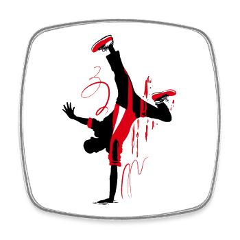 Breakdancer Silhouette in Rot Schwarz, abstrakt - Viereckiger Kühlschrankmagnet - Weiß - Vorne