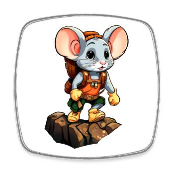 Mice Mountaineer / Hiking Mouse - Square fridge magnet - white - Front
