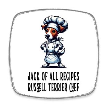 Jack Russel Terrier Cook - Magnet carré - blanc - Devant