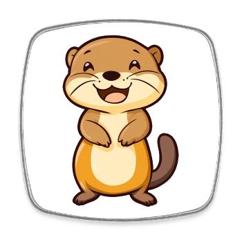 Loutre mignonne et heureuse dans le style dessin animé - Adorable - Magnet carré - blanc - Devant