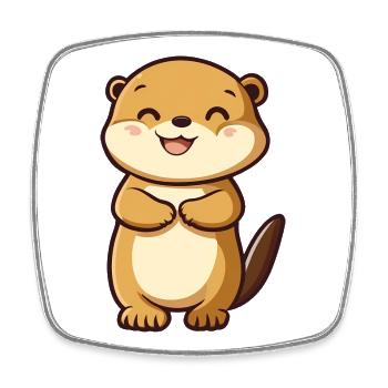 Loutre mignonne et heureuse dans le style dessin animé - Adorable A - Magnet carré - blanc - Devant